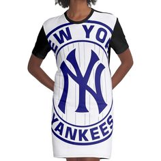 a woman wearing a new york yankees dress