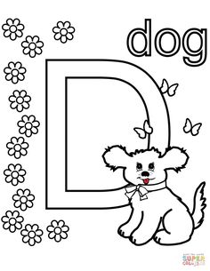 the letter d is for dog coloring page