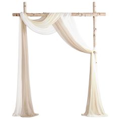 a white canopy with sheer drapes on it