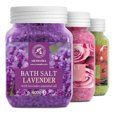 PRICES MAY VARY. TAKE CARE OF YOUR HEALTH AND BEAUTY with Set 3 bath salts: Lavender, Rose, Eucalyptus! TAKE CARE OF YOUR HEALTH AND BEAUTY with Set 3 bath salts: Lavender, Rose, Eucalyptus! EVERY GRANULUM OF BATH SALT was made with great care and care from real sea salt with the addition of pure essential oils, for good sleep, stress reduction, relaxation, beauty BATH with ROSA - perfectly tones and restores the healthy appearance of the skin, makes it supple, smooth and silky, slows down the a Bath Additives, Relaxation Spa, Beauty Bath, Relax Spa, Bath Salt, Eucalyptus Essential Oil, Lavender Roses, Aging Process, Muscle Pain