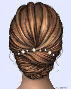 Hairstyle Illustration, Fashion Illustration Hair, Hair Bow Display, Hair Stail, Digital Hair, Bridal Art, Ethereal Dress, Modern Mehndi Designs