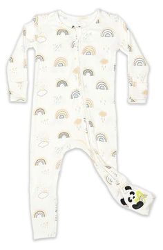 Your little one will love the fit and feel of this footie that converts to pajamas for day and night comfort. This item is designed to fit snugly, as it is not flame-resistant   Fold-over cuffs on sizes Newborn to 3–6 months help prevent accidental scratches   95% rayon, 5% spandex   Machine wash, tumble dry   Imported   OEKO-TEX®–certified materials free of harmful substances In Rainbows, Clothes Sizes, Kyte Baby, Coverall Jumpsuit, Footie Pajamas, Posh Peanut, Footie Pajama, One Piece Pajamas, Rainbow Kids