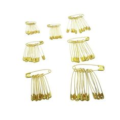 six pairs of gold tone metal hair clips with clip closures on each side, set of 10