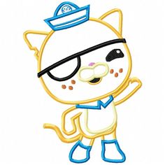 a cartoon cat with glasses and a hat