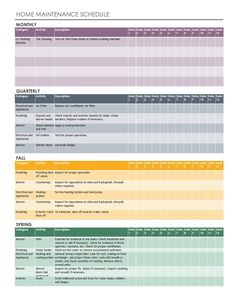 the home maintenance schedule is shown in this image, it shows that you can be done with