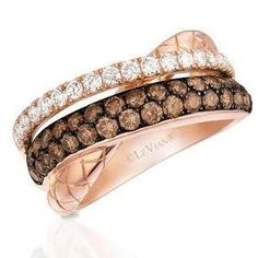 Ribbons of 14K Strawberry Gold® are decorated in luscious round Chocolate Diamonds® and Vanilla Diamonds® in this delectable ring for her. WIVO164 Elegant Brown Diamond Round Ring, Chocolate Diamond Ring, Levian Jewelry, Jewelry By Brand, Statement Rings Diamond, Jewelry Advice, Eternity Rings, Chocolate Diamonds, Le Vian