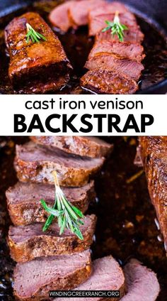 Perfectly seared cast iron venison backstrap that’s tender, flavorful, and cooked to perfection. A simple recipe for hunters and food lovers alike! Slow Cooker Red Cabbage, Herb Butter Sauce, Venison Backstrap Recipes, Backstrap Recipes, Vegetable Slow Cooker, How To Cook Venison, Venison Backstrap, Cast Iron Skillet Cooking