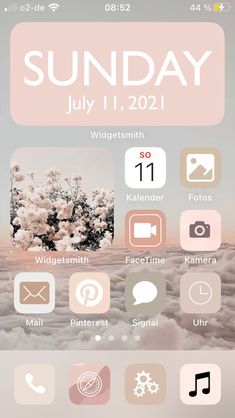 an iphone screen with the text sunday july 1, 2021 on it and icons below