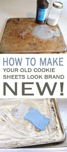 an old cookie sheet is being used as a new tray for baking cookies and flour