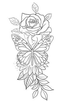 a rose and butterfly tattoo design