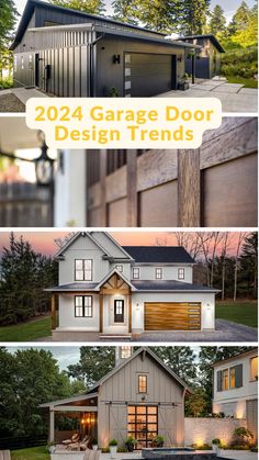 the different types of garage doors are shown in this collage, and there is an image