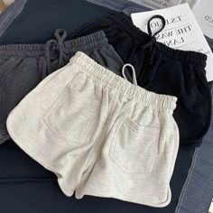 Summer Loose Shorts Women Fashion Casual Fitness Shorts Ladies Grey Black Solid High Waist Shorts Aesthetic Sweatpants, Loose Shorts Women, Women Fashion Casual, Fitness Shorts, Sweatpants Style, Short Women Fashion, Black And White Shorts, Casual Summer Shorts, High Waist Shorts