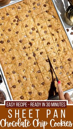 sheet pan chocolate chip cookies with text overlay