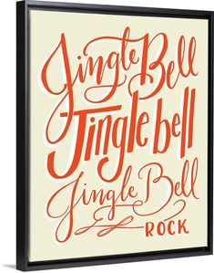 an orange and white poster with the words jungle bell, jungle bell rock on it