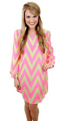 neon hot Neon Dresses, Chevron Dress, Pink And Yellow, Playing Dress Up, Neon Pink, Passion For Fashion, Spring Summer Fashion, Boutique Clothing, Cute Dresses