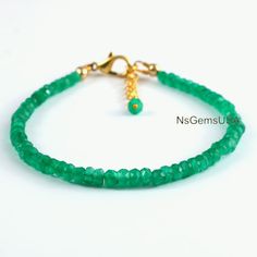 NATURAL GEMSTONE BRACELET Gemstone- Emerald Color- Green Beads size- 3.60-4.40 mm Material- 925 sterling silver and Gold Finished  Weight- 55 Carat Length- 6-8 Inch External Length- 1 Inch Extra HANDMADE BEADED JEWELRY Bracelet For Girls, Emerald Color, Handmade Beaded Jewelry, Fine Jewelry Bracelets, Nature Bracelets, Beads Bracelet, Green Bead, Natural Emerald, Bracelets And Charms