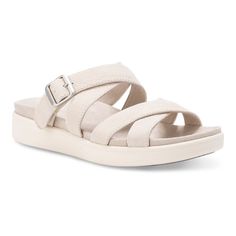 The women's Machias sandals from Eastland are beautifully crafted and truly versatile sandals that can be worn any time, any place.Click this FOOTWEAR GUIDE to find the perfect fit and more! FEATURES Water-ResistantDETAILS Leather upper Fabric lining Rubber outsole Open toe Buckle closure Foam footbed Heel height: 1.25-in. Platform height: .25-in. Spot clean Imported Size: 6. Color: Ivory. Gender: female. Age Group: adult. Shoe Size Chart, Color Ivory, Slide Sandals, Women's Shoes Sandals, Gender Female, Open Toe, Shoes Sandals, Age Group, Heel Height