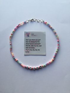 Taylor Swift Eras Tour Necklace, Lover Taylor Swift Beaded Necklace, Taylors Version Necklace, Micro Bead Bracelet Ideas, Taylor Swift Diy Bracelets, Taylor Swift Diy Jewelry, Taylor Swift Lover Jewelry, Lover Necklace Taylor Swift