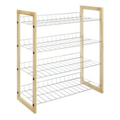 a wooden rack with three shelves on it