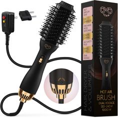 PRICES MAY VARY. REMEMBER to set the dual voltage function to 220 volts when you travel internationally! DUAL VOLTAGE version is designed for International Travellers. Our blow dryer brush has a working range 110-120V for use in the USA, meeting the safety requirements standard UL.859, and 220-240V for use in Europe, making it suitable for customers who love to travel worldwide. BLOW-DRY QUICKLY TO KEEP YOUR HAIR HEALTHY. Blow-drying notoriously can damage your hair: prevent burns and overdrying Blow Dryer Brush, Compact Hair Dryer, Cleaning Baseboards, Hot Air Brush, Portable Hair Dryer, Hair Diffuser, Dryer Brush, Blow Dry Brush, Ionic Hair Dryer