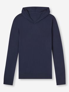 Designed with 100% merino wool, our Orson navy hoodie has been created with a ribbed neckline and cuffs as well as a practical hood. Incredibly soft with a fine gauge, merino wool is naturally thermoregulating. Keeping you cool in the summer with fibres that wick moisture away from the body and keeping you warm in the winter by trapping air in the crimps of the fibres. Merino wool is not only the best; its intelligent properties help you to excel in your every day. Better yet - merino wool is od Cashmere Hoodie With Ribbed Cuffs For Loungewear, Navy Hoodie With Ribbed Cuffs For Fall, Derek Rose, Sweat Jacket, Navy Hoodie, Paying Attention, Long Walks, Knitwear Men, Ribbed Neckline