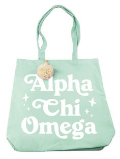 Alpha Chi Omega Sorority Pom Pom Tote Bag - Brothers and Sisters' Greek Store Pom Pom Tote Bag, Fluffy Yarn, Everyday Purse, Yarn Pom Pom