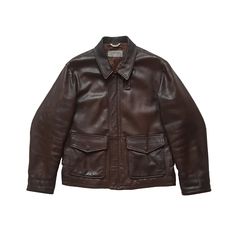 A masculine Italian leather jacket whose design was clearly inspired (and meticulously recreated) by the cult movie jacket of the Daredevil archaeologist. Crafted in the late 90's / early 00's from soft but dense goatskin with a chic finish and signature wrinkled surface. Outwardly excellent vintage preservation, sleeve lining has minor wear. Original YKK, Fiocchi Italy accessories. Measurements: Shoulder to shoulder: 50cm= 20in Armpit to armpit: 60cm= 24in Sleeve (from the shoulder): 63cm= 25in Length: 69cm=27in Classic Aviator Leather Jacket With Padded Collar, Classic Leather Jacket With Flap Pockets For Streetwear, Classic Biker Jacket With Flap Pockets, Vintage Winter Biker Jacket With Flap Pockets, Classic Vintage Brown Leather Jacket, Vintage Biker Jacket With Flap Pockets For Winter, Classic Leather Jacket For Streetwear, Vintage Brown Leather Jacket With Flap Pockets, Classic Leather Jacket With Pockets For Streetwear