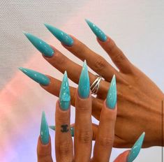 Turquoise Nails, Stiletto Nails, Turquoise, Nails