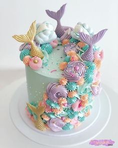 there is a cake decorated with colorful icing