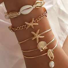 New Sealife Theme 5-Piece Stackable Bracelet Set Gold Dipped Bracelets Quotes, Braided Jewelry, Lds Jewelry, Quotes Popular, Bracelets Braided, Bracelets Beads, Vacation Jewelry, Popular Bracelets, Beaded Jewelry Bracelets