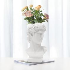 PRICES MAY VARY. Sturdy: The head of our Greek statue of David is made of resin, vivid carving, more sturdy and durable comparing with plaster, it also eco-friendly,25cm about 9.84inch. Variety of Purposes: Can be used as a gardening props, indoor/outdoor planter, flower vase, home decoration, candle holder or even makeup brush holder. One thing is multipurpose. You can give full play to your imagination. Easy To Clean Gardening Supplies: If used as pots for succulents, gardening props, indoor/o David Sculpture, Vase Transparent, Vase Noir, Makeup Station, Makeup Brush Organization, Makeup Brush Storage, Indoor Outdoor Planter, Head Planters, Stylish Art