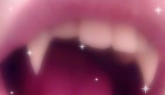 an open mouth with stars in the background