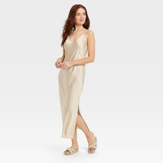 Women's Maxi Slip Dress - A New Day™ : Target Ivory Silk Dress, Midi Slip Dress, Form Fitting Dress, Ivory Silk, Maxi Slip Dress, Super Cute Dresses, Women Midi, Beautiful Clothes, Satin Slip