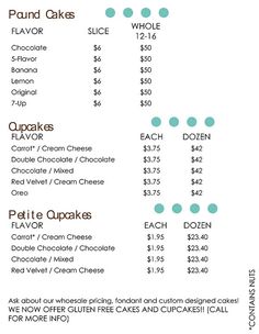 the menu for an ice cream shop