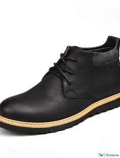 OrcaJump - Mens Comfort Combat Boots Casual British Daily Outdoor Leather Non-Slip Wear-Proof Booties/Ankle Boots Black Brown Fall Winter Black Leather Slip-on Shoes For Winter, Black Slip-on Leather Shoes For Winter, Casual Black Ankle-high Leather Shoes, Black Casual Chelsea Boots With Leather Sole, Casual Black Chelsea Boots With Leather Sole, Casual Leather Ankle Boots For Winter, Black Slip-on Boots For Business, Black Chukka Boots With Rubber Sole For Fall, Black Leather Shoes With Rubber Sole For Winter