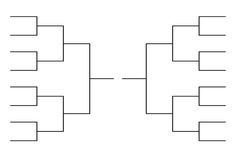 a blank tournament bracket is shown in black and white, with the number one on it