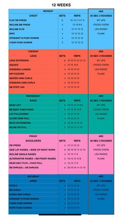 an image of a timetable for the week ahead, with dates and times on it