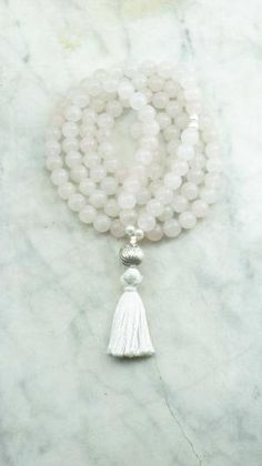 Lotus Mala - Rose Quartz, Water Pearls, and Sterling Silver - 108 Mala Beads, Buddhist Prayer Beads, Meditation, Love by daphne Pearl Mala, Healing Energy, Water Pearls, Quartz Rose