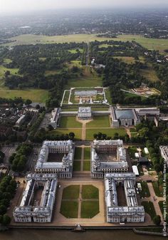 an aerial view of the palace and gardens