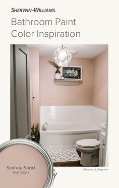 the bathroom paint color is pink and white