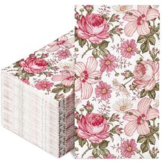 a white box with pink flowers on it