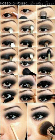 Make Up Guide, Smokey Eyes Tutorial, Smoky Eye Makeup Tutorial, Dark Eye Makeup, Make Up Tutorials, Smokey Eye Tutorial, Smokey Eye Makeup Tutorial, Hooded Eye Makeup, Eye Makeup Steps