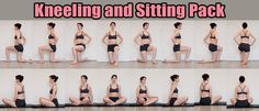 an image of a woman doing yoga poses in different positions and sitting back to back