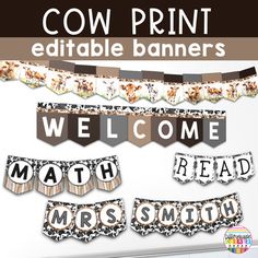 cow print banner and welcome sign