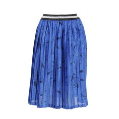 Blue floral pleated skirt has a comfortable fit with lastic waistband. The mid knee length skirt can be styled daily. The shiny waistband adds a chic touch. Only dry clean Spring Midi Pleated Skirt With Elastic Waistband, Spring Elastic Waistband Flared Pleated Skirt, Spring Flared Pleated Skirt With Elastic Waistband, Relaxed Midi-length Pleated Skirt With Elastic Waistband, Blue Pleated Skirt With Elastic Waistband For Summer, Knee-length Pleated Skirt With Elastic Waistband And Flowy Fit, Blue Midi Length Pleated Skirt For Summer, Knee-length Accordion Pleated Skirt For Spring, Elegant Midi Pleated Skirt With Elastic Waistband