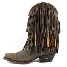 Color: Brown Material: Leather Measurements: Shaft Measures 10", Circumference Measures 15" And 1.75" Heel Width: Medium (B, M) Contemporarycowgirlbooteryboutique.Com Leather Pointed Toe Boots With Fringe, Leather Fringe Boots With Closed Toe, Angel Shoes, Long Sleeve Backless Dress, Western Boots, Shoes Heels Boots, Cowboy Boots, Shoes Women Heels, Heeled Boots