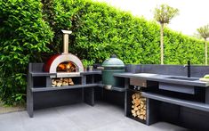 Alfa 5 Minuti Pizza Oven - Indigo Pool Patio BBQ Wood Burning Oven, Outdoor Barbeque, Outdoor Oven, Outdoor Pizza Oven, Backyard Kitchen