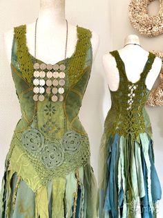 Green boho wedding dress , could be a unique dress in green colours , rustic boho wedding dress, barefeet beach wedding dress , elven wedding dress.. I feel the dress is a  wonderful bohemian vintage inspired dress in both dynamic and calm colors giving it an ethereal feeling and look . We're talking a free-spirited boho lace wedding dress or floral embroidered wedding dress that let your guests and bridal party know you're ready to celebrate in relaxed, yet beautiful, style.  There is a lacing Fitted Fairy Dress For Summer Wedding, Sleeveless Fairycore Wedding Dress, Sleeveless Fairycore Dress For Wedding, Sleeveless Fairycore Fairy Dress For Wedding, Fairycore Sleeveless Fairy Dress For Wedding, Fitted Fairycore Dress For Festival, Festival Fairycore Fitted Fairy Dress, Handmade Fitted Wedding Dresses, Whimsical Sleeveless Wedding Fairy Dress