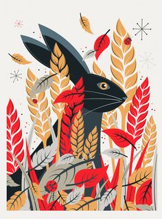 Hare Print, Posca Art, Creating Artwork, 카드 디자인, Rabbit Art, Nature Prints, An Animal, Illustration Print