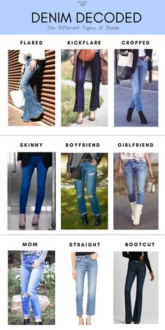 Denim Decoded | All the Different Types of Jeans Denim Types, Type Of Jeans, Erin Busbee, Busbee Style, Looks Hip Hop, Types Of Jeans